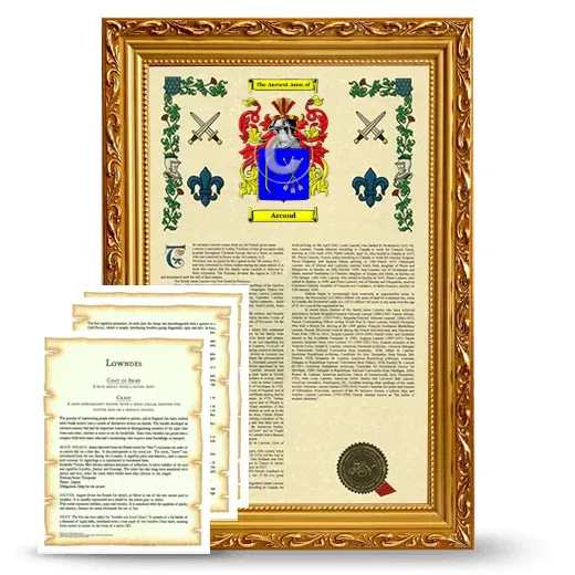 Arcand Framed Armorial History and Symbolism - Gold
