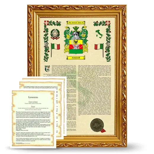 Armandi Framed Armorial History and Symbolism - Gold