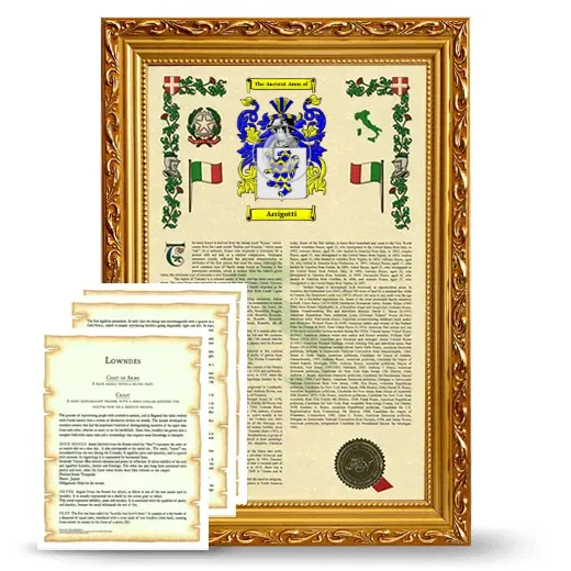 Arrigotti Framed Armorial History and Symbolism - Gold
