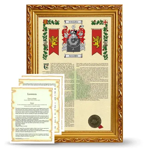 Arrundyle Framed Armorial History and Symbolism - Gold