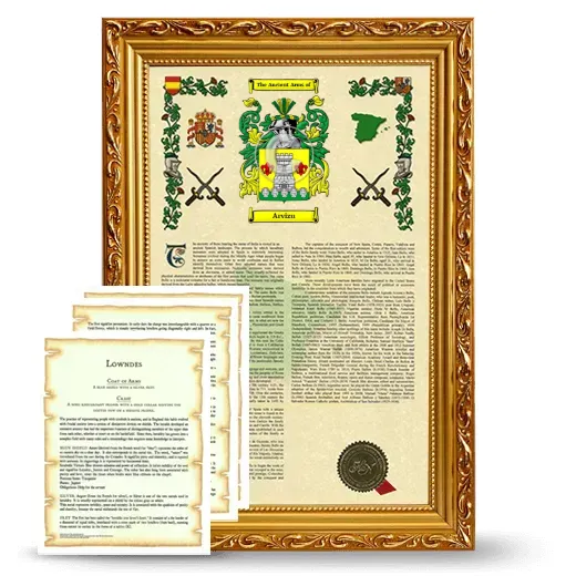 Arvizu Framed Armorial History and Symbolism - Gold