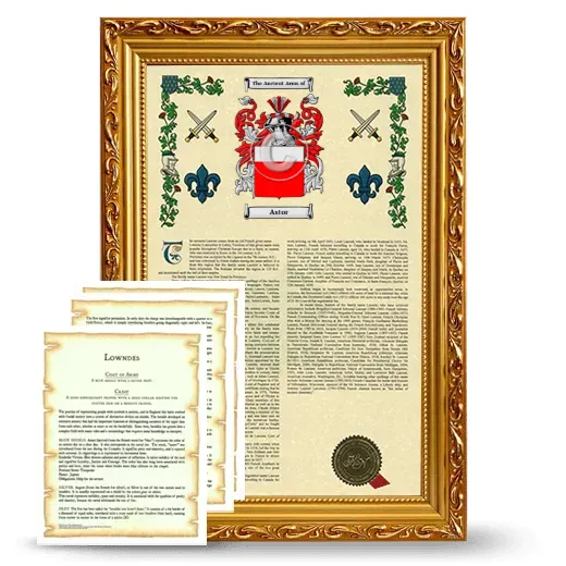 Astor Framed Armorial History and Symbolism - Gold