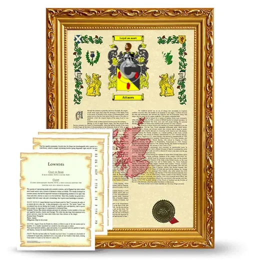 Attares Framed Armorial History and Symbolism - Gold