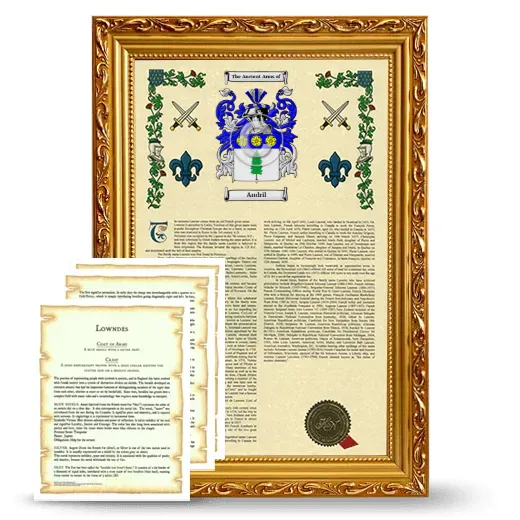 Audril Framed Armorial History and Symbolism - Gold