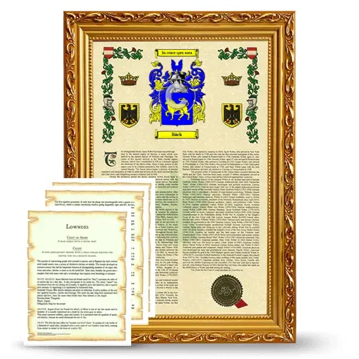 Bäck Framed Armorial History and Symbolism - Gold