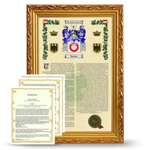 Baccum Framed Armorial History and Symbolism - Gold