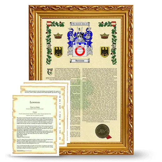 Bacumm Framed Armorial History and Symbolism - Gold