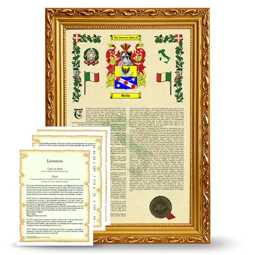Balda Framed Armorial History and Symbolism - Gold