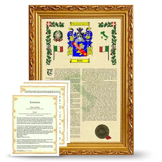 Baldo Framed Armorial History and Symbolism - Gold