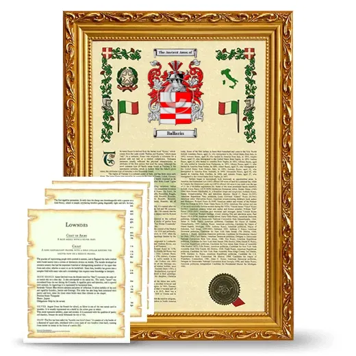 Ballarin Framed Armorial History and Symbolism - Gold