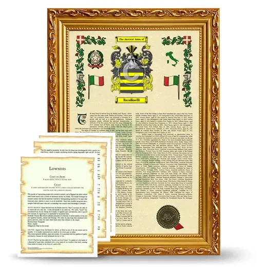 Bandinelli Framed Armorial History and Symbolism - Gold