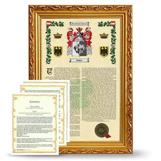 Banen Framed Armorial History and Symbolism - Gold