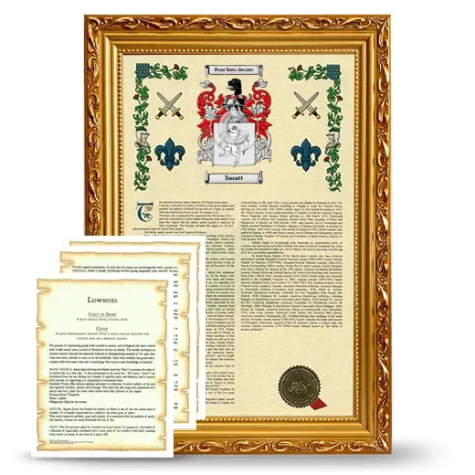 Baratt Framed Armorial History and Symbolism - Gold