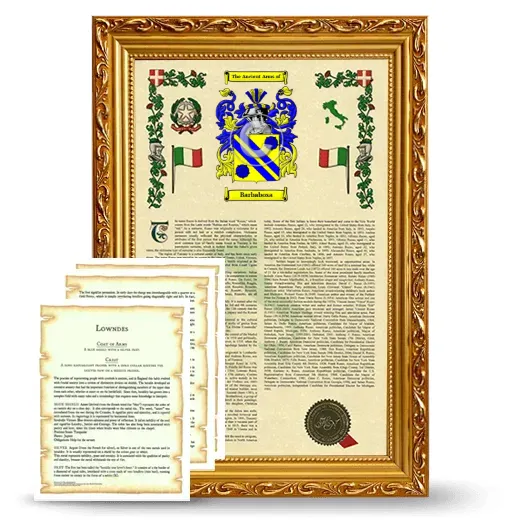 Barbabosa Framed Armorial History and Symbolism - Gold