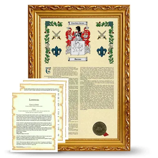 Barrau Framed Armorial History and Symbolism - Gold
