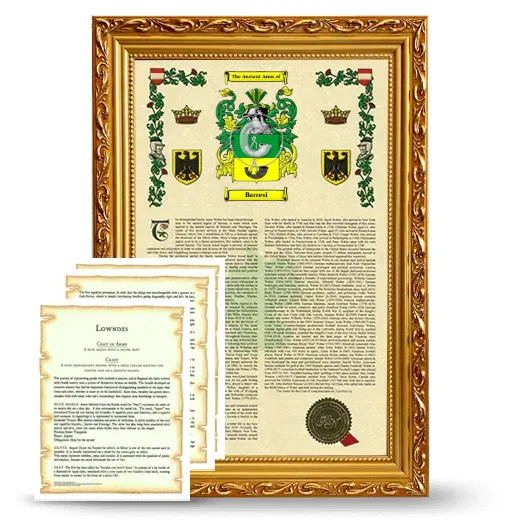 Barresi Framed Armorial History and Symbolism - Gold