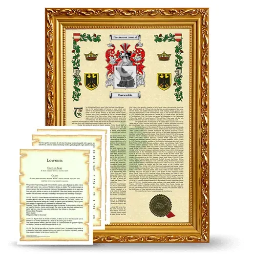 Barwalde Framed Armorial History and Symbolism - Gold