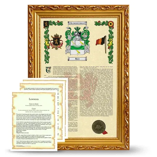 Barz Framed Armorial History and Symbolism - Gold