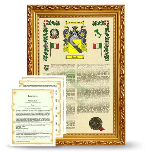 Bassis Framed Armorial History and Symbolism - Gold