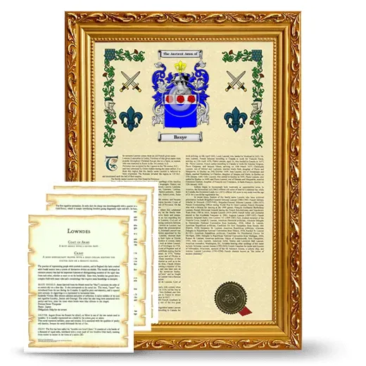 Basye Framed Armorial History and Symbolism - Gold