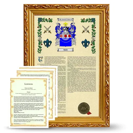 Batie Framed Armorial History and Symbolism - Gold