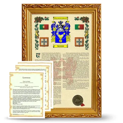 Batistini Framed Armorial History and Symbolism - Gold