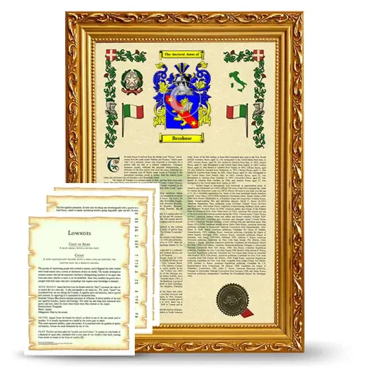 Baudone Framed Armorial History and Symbolism - Gold