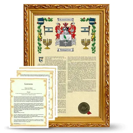 Baumgartner Framed Armorial History and Symbolism - Gold