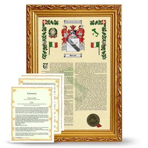 Beccari Framed Armorial History and Symbolism - Gold