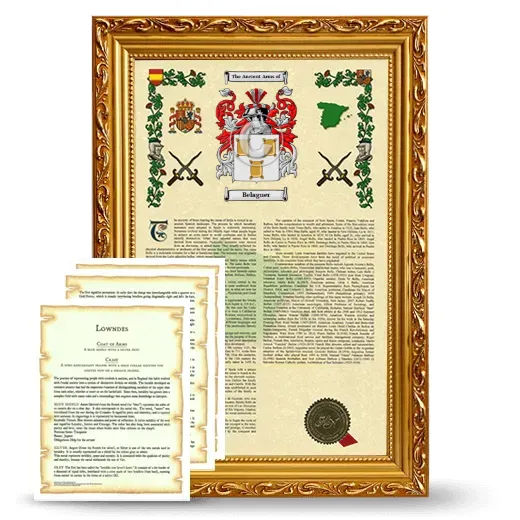 Belaguer Framed Armorial History and Symbolism - Gold