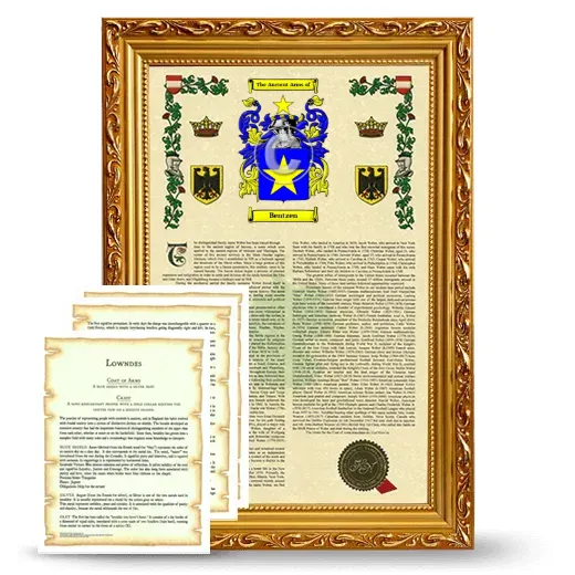 Bentzen Framed Armorial History and Symbolism - Gold