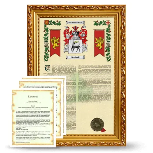Berdwell Framed Armorial History and Symbolism - Gold