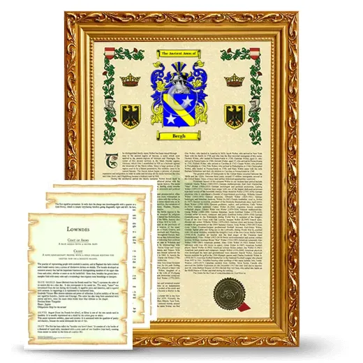 Bergh Framed Armorial History and Symbolism - Gold
