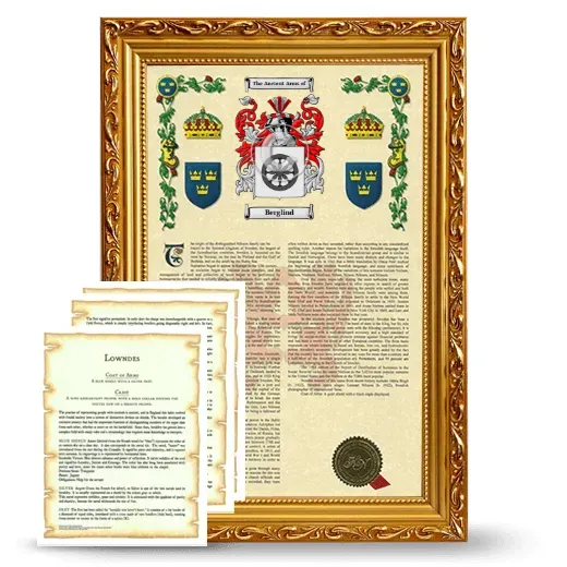 Berglind Framed Armorial History and Symbolism - Gold