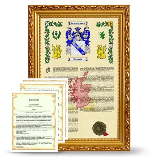 Bernarde Framed Armorial History and Symbolism - Gold