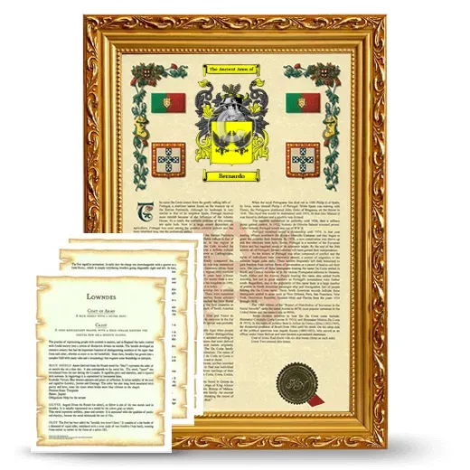 Bernardo Framed Armorial History and Symbolism - Gold