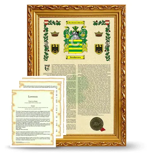 Bernhausen Framed Armorial History and Symbolism - Gold