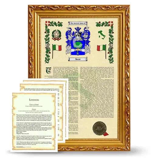 Berni Framed Armorial History and Symbolism - Gold