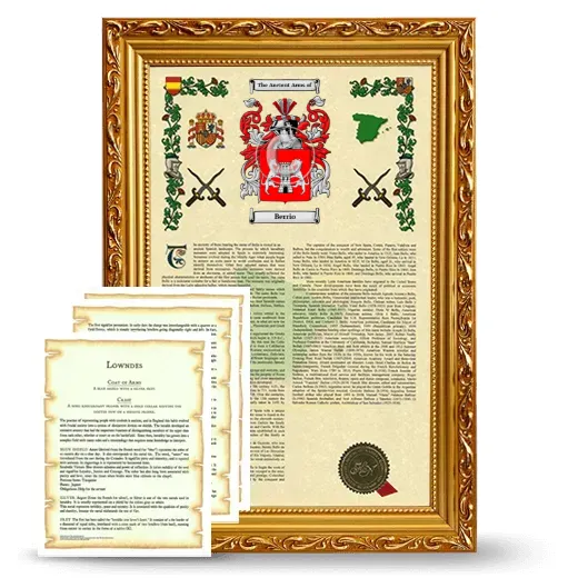Berrio Framed Armorial History and Symbolism - Gold