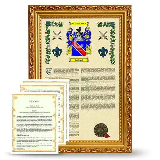 Bertrant Framed Armorial History and Symbolism - Gold