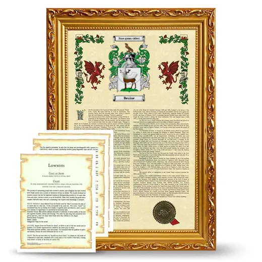 Beuine Framed Armorial History and Symbolism - Gold