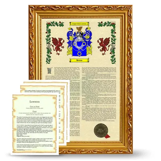 Beven Framed Armorial History and Symbolism - Gold