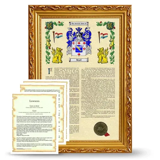 Beyel Framed Armorial History and Symbolism - Gold