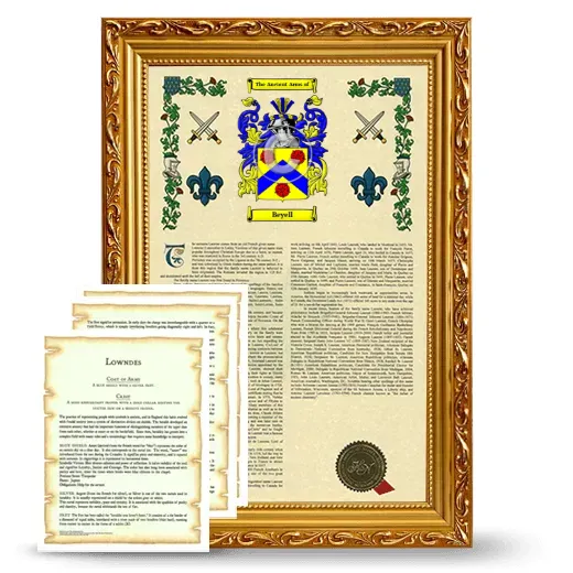 Beyell Framed Armorial History and Symbolism - Gold