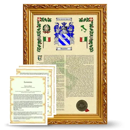 Bianchet Framed Armorial History and Symbolism - Gold