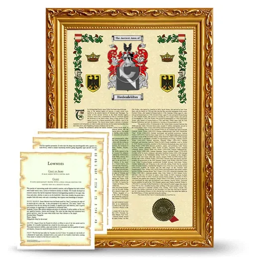 Biedenfeldter Framed Armorial History and Symbolism - Gold