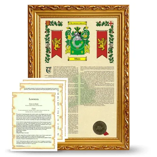 Biham Framed Armorial History and Symbolism - Gold