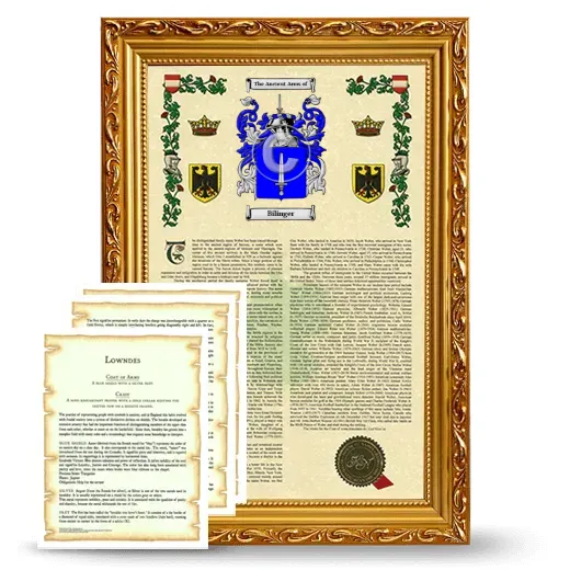 Bilinger Framed Armorial History and Symbolism - Gold