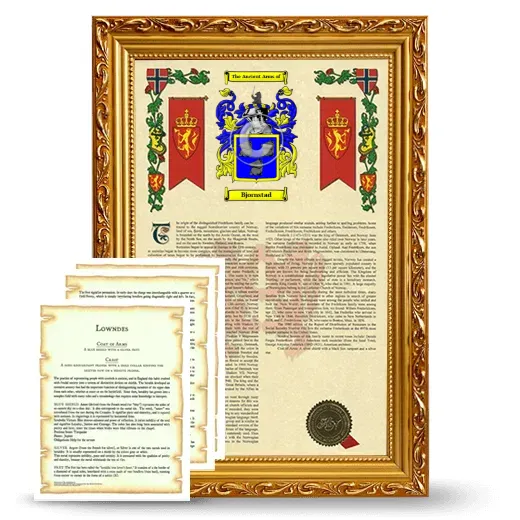 Bjornstad Framed Armorial History and Symbolism - Gold