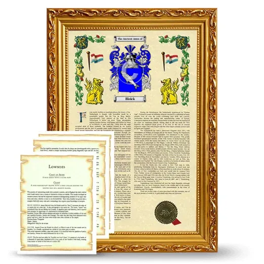 Bleick Framed Armorial History and Symbolism - Gold